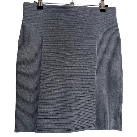 Express Body Contour Mini Skirt Women Small Gray Ribbed Pull On Business Career - Picture 1 of 9